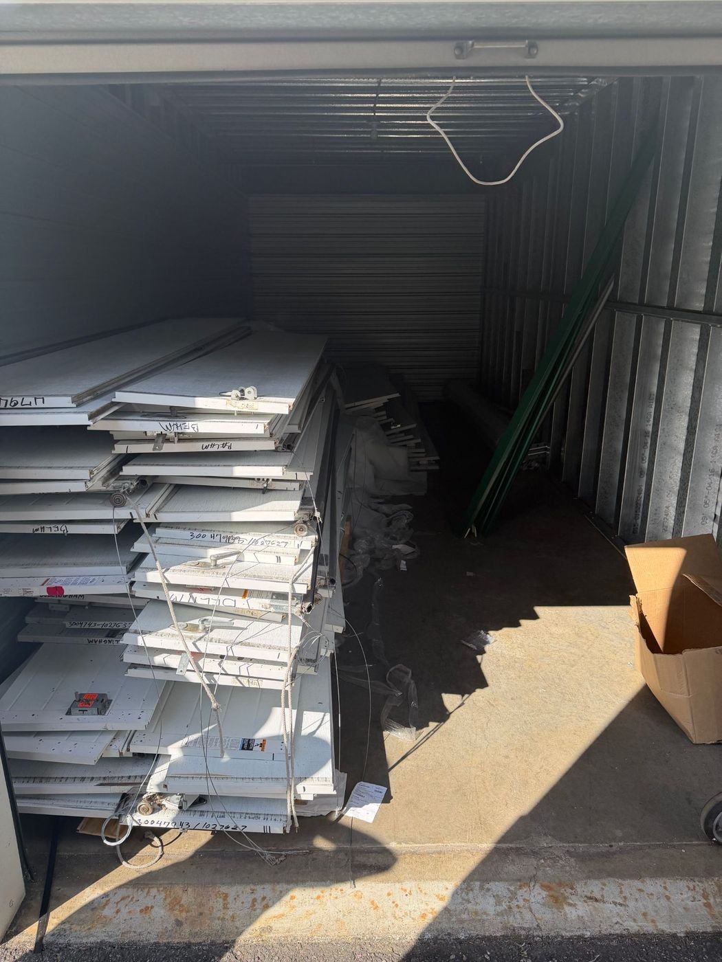 Storage unit packed with materials before a warehouse clean-out